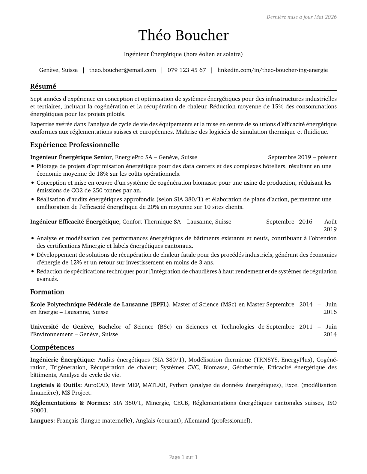 Energy Engineers, Except Wind and Solar CV in French — page 1