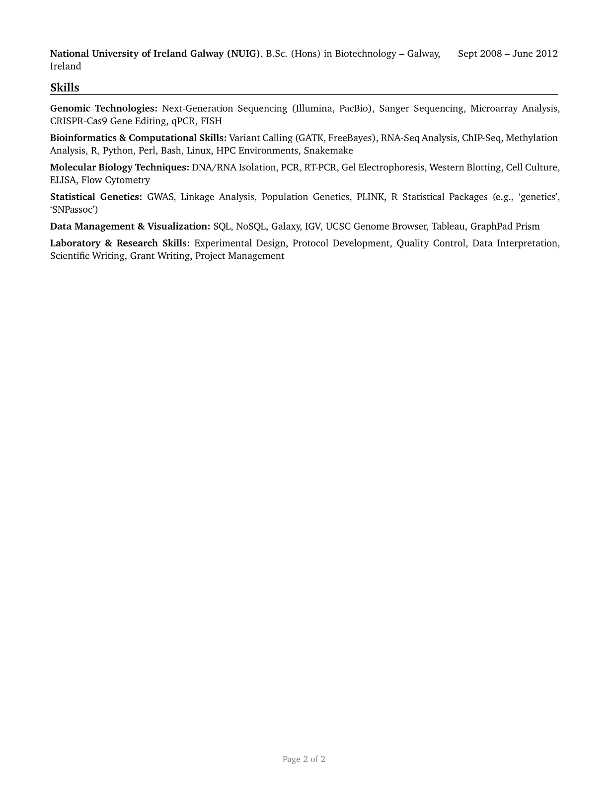 Geneticists CV in English — page 2
