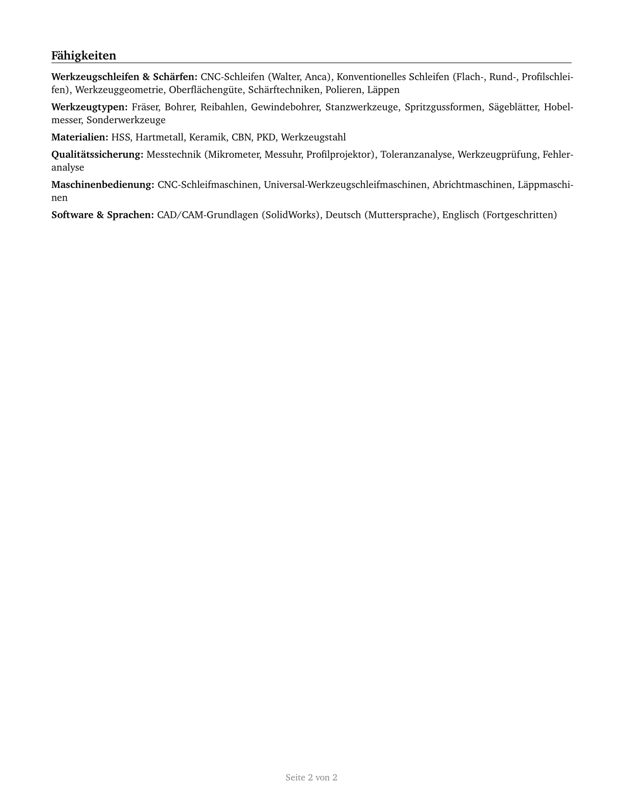 Tool Grinders, Filers, and Sharpeners CV in German — page 2