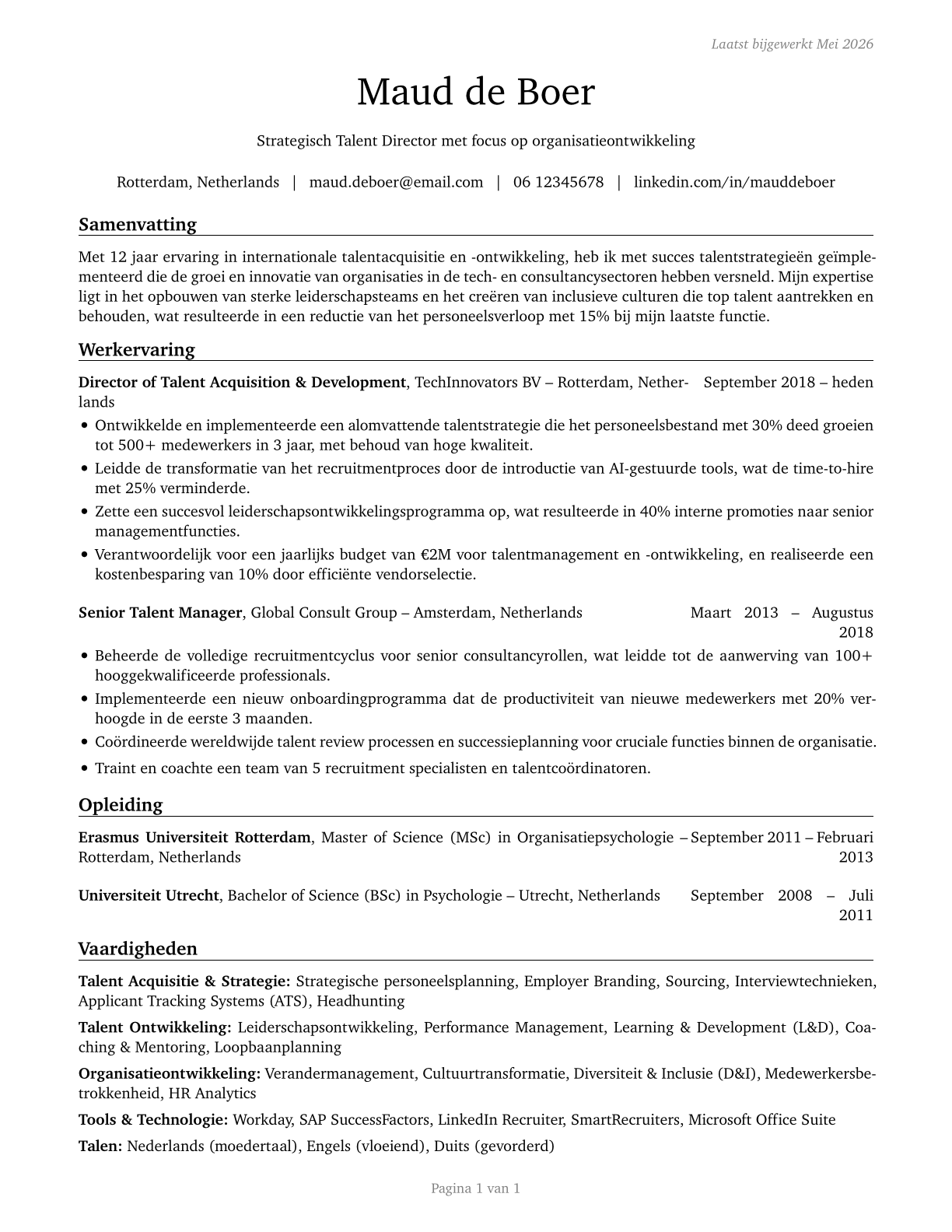 Talent Directors CV in Dutch — page 1