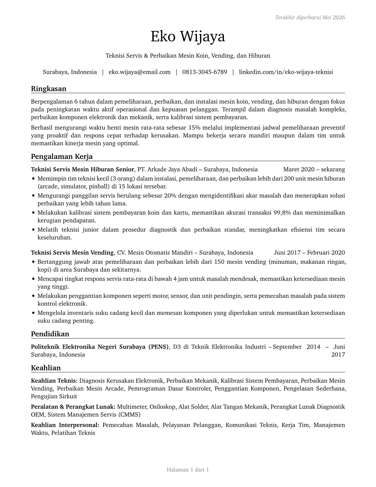 Coin, Vending, and Amusement Machine Servicers and Repairers CV in Indonesian — page 1