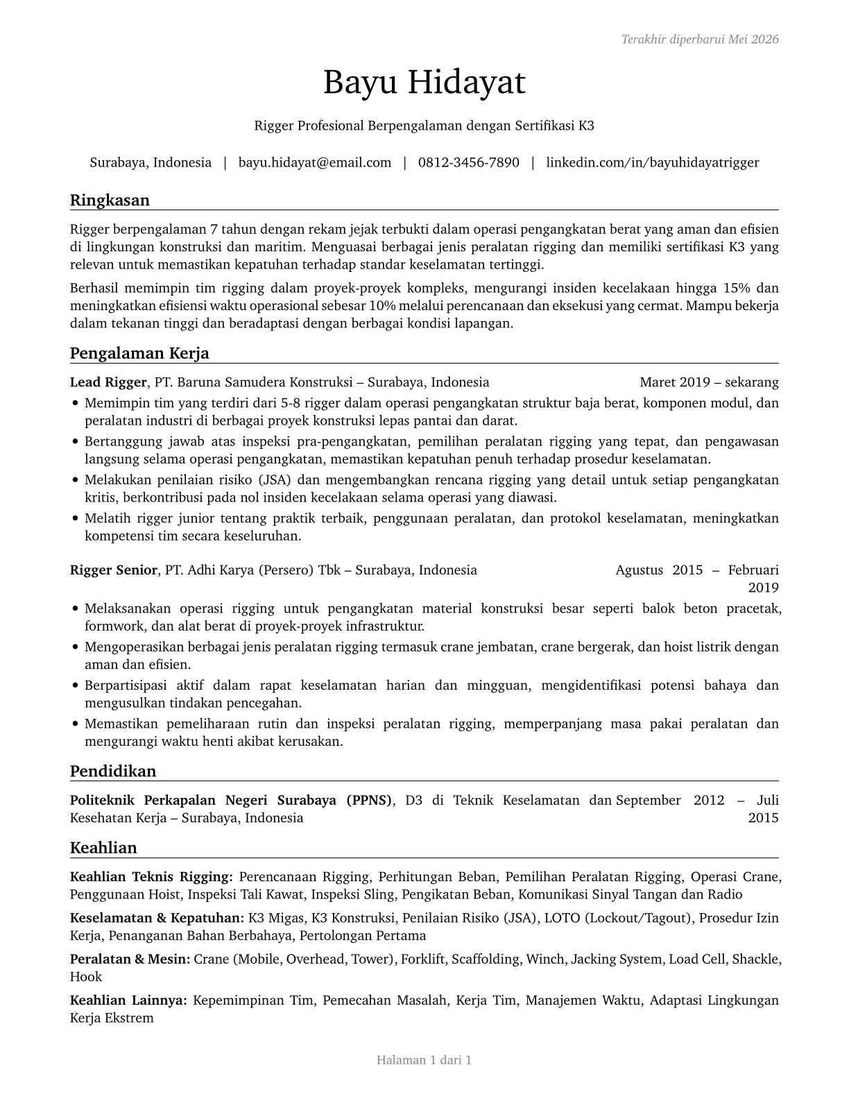 Riggers CV in Indonesian — page 1