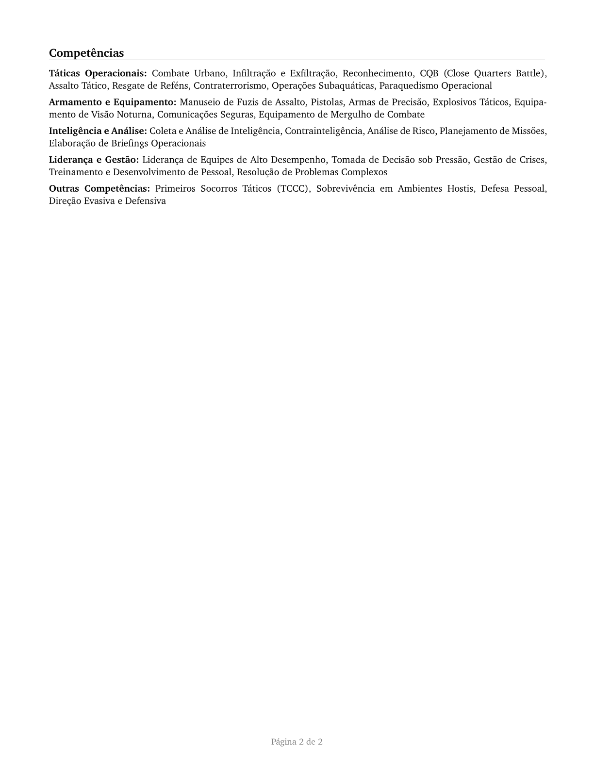 Special Forces CV in Portuguese — page 2