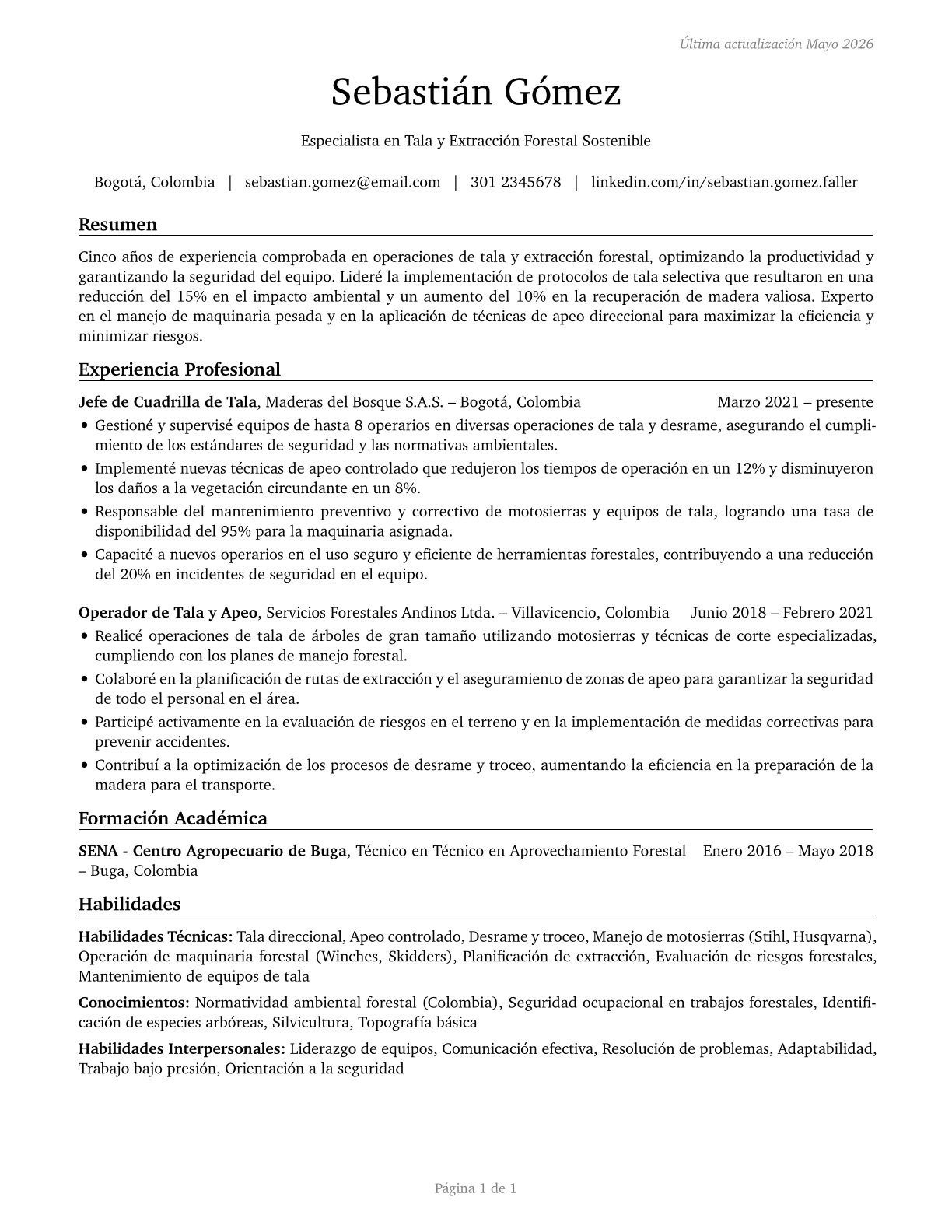 Fallers CV in Spanish — page 1