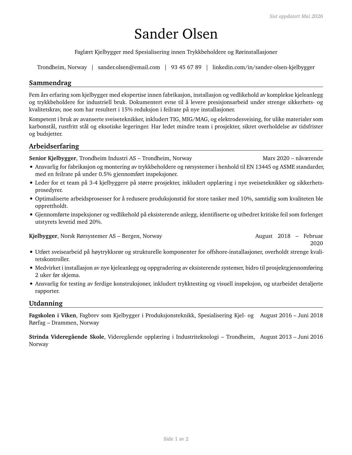 Boilermakers CV in Norwegian_bokmal — page 1