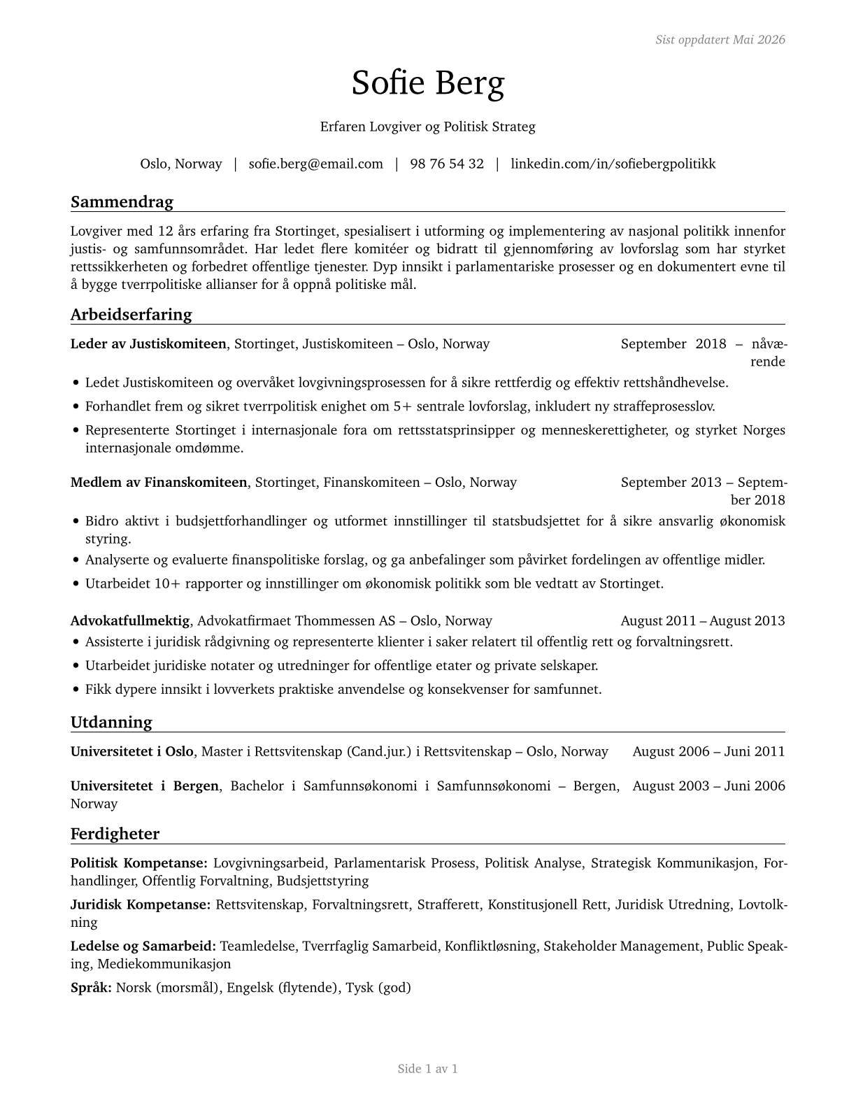 Legislators CV in Norwegian_bokmal — page 1
