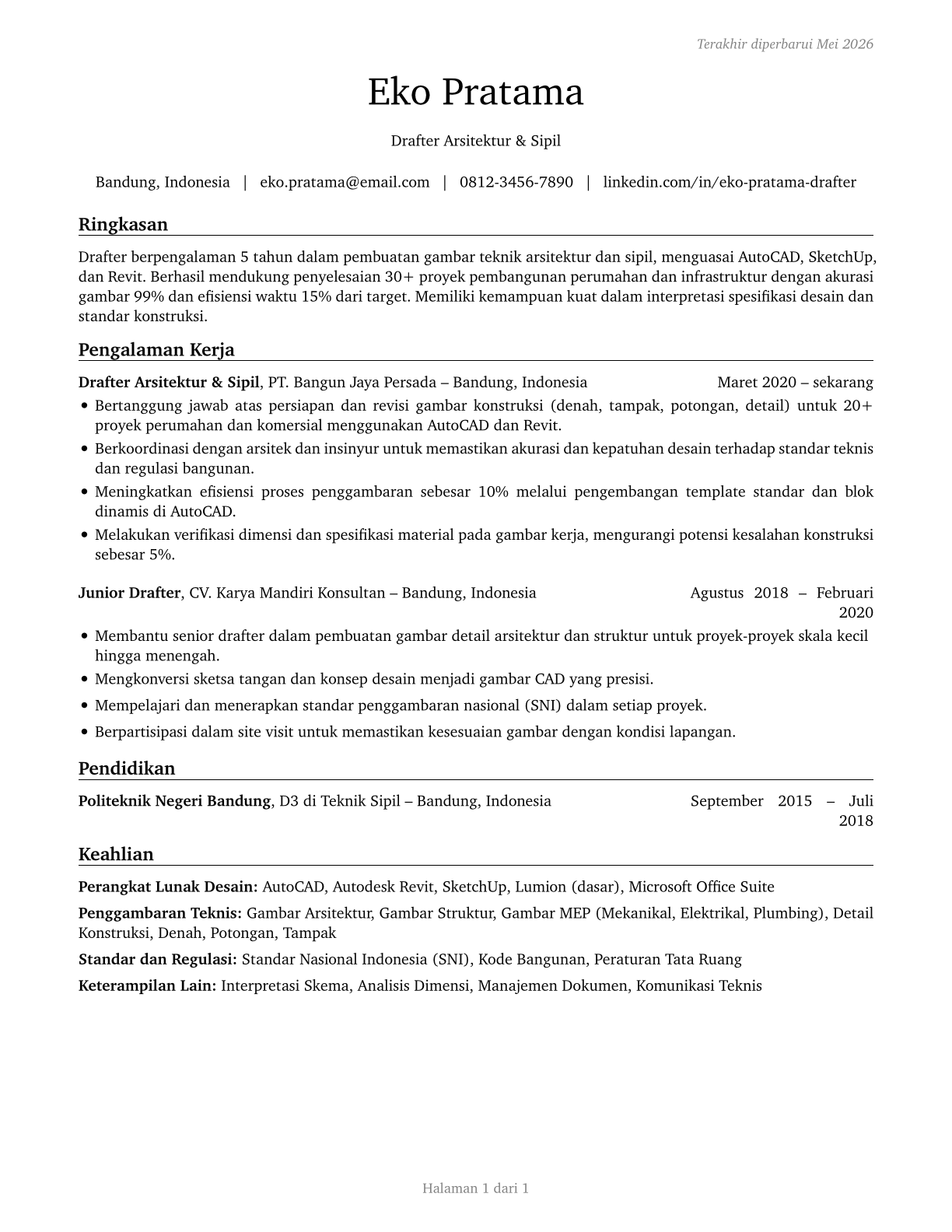 Drafters, All Other CV in Indonesian — page 1