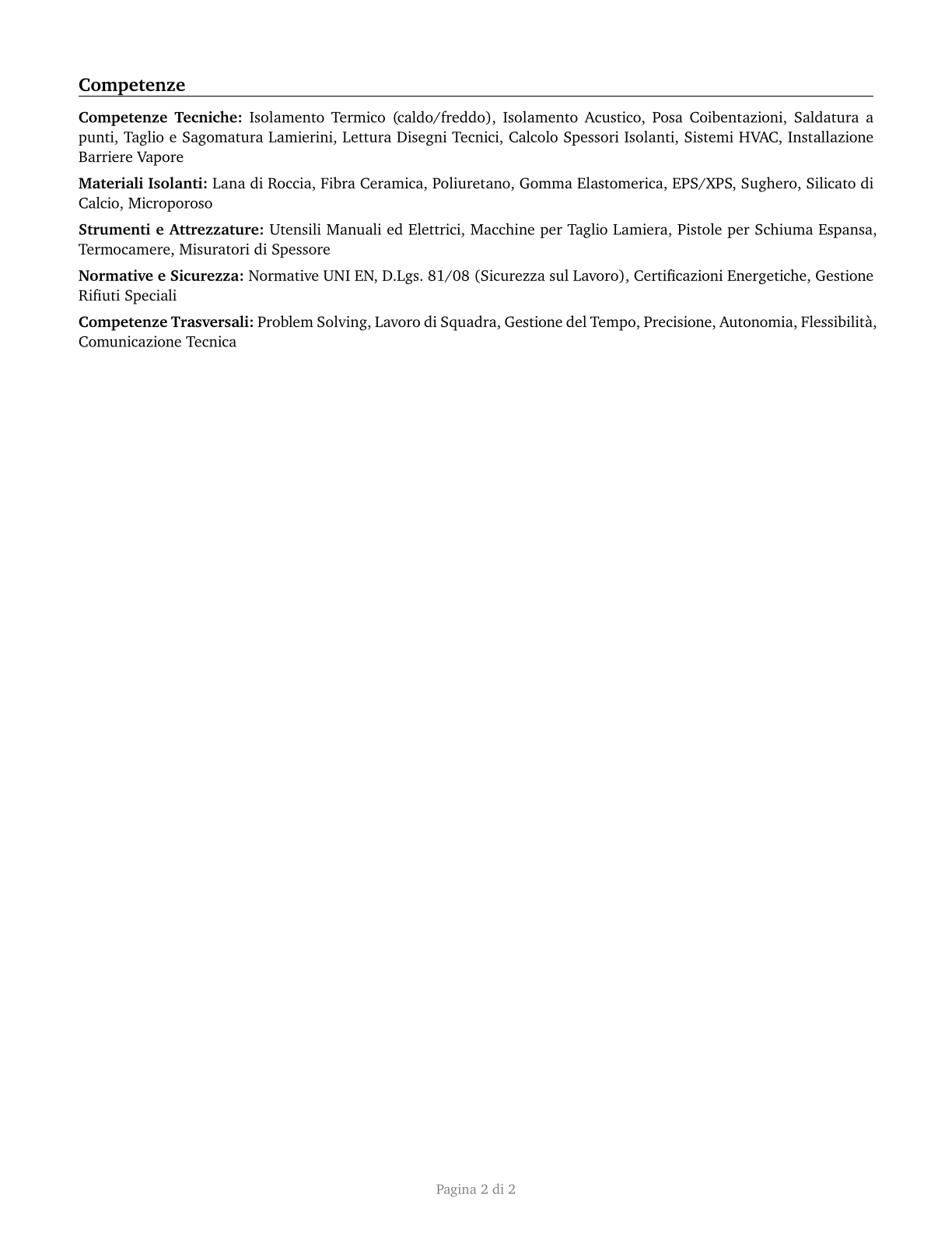Insulation Workers, Mechanical CV in Italian — page 2