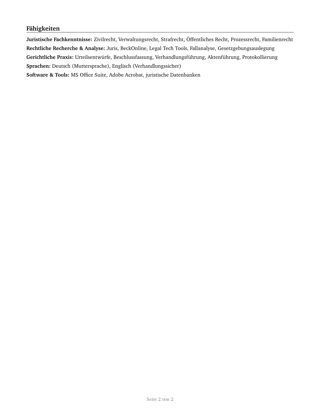 Judicial Law Clerks CV in German — page 2