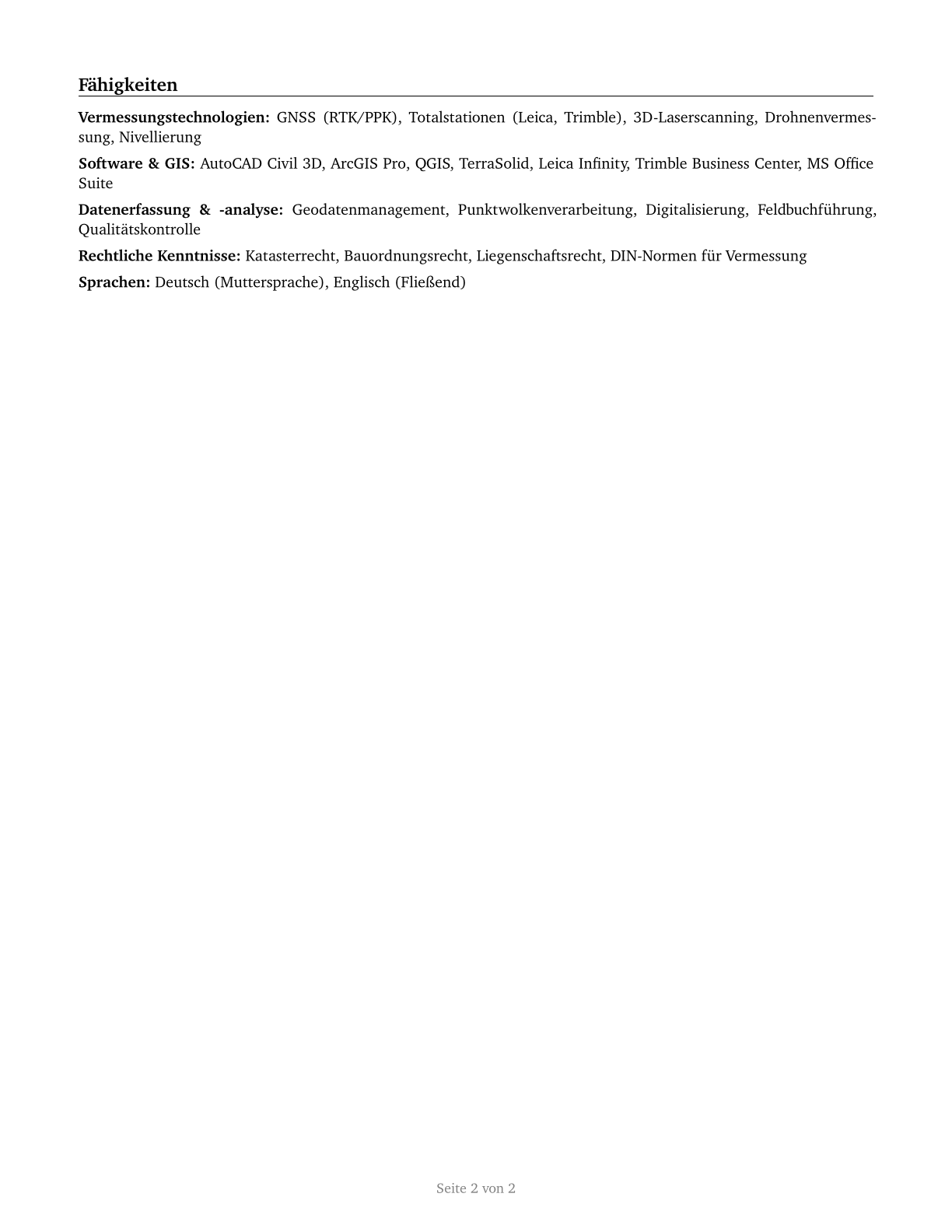 Surveying and Mapping Technicians CV in German — page 2