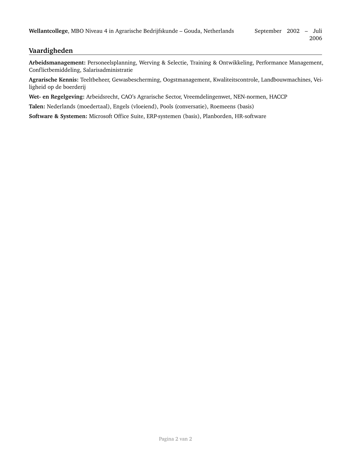 Farm Labor Contractors CV in Dutch — page 2