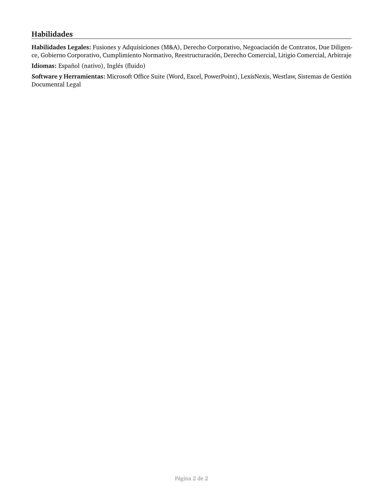 Lawyers CV in Spanish — page 2