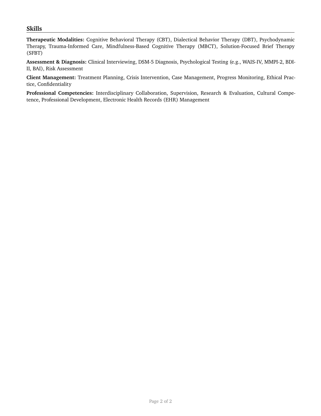 Clinical and Counseling Psychologists CV in English — page 2
