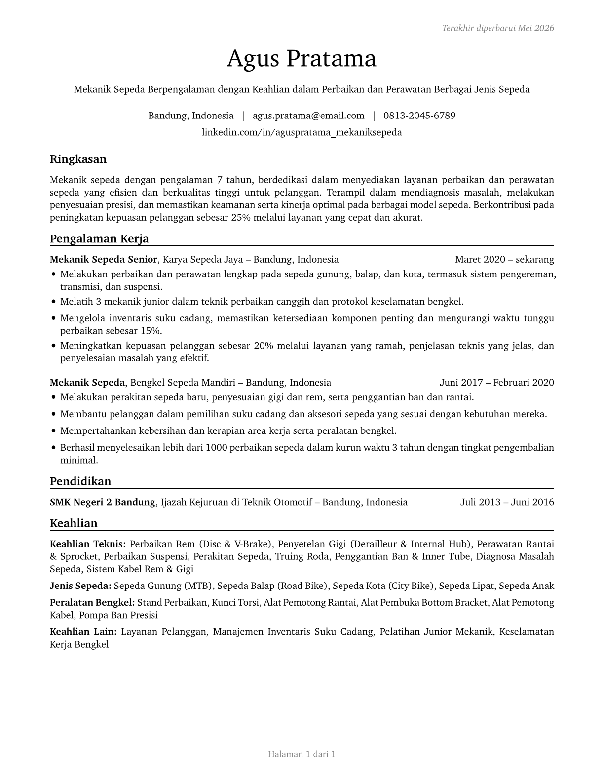 Bicycle Repairers CV in Indonesian — page 1