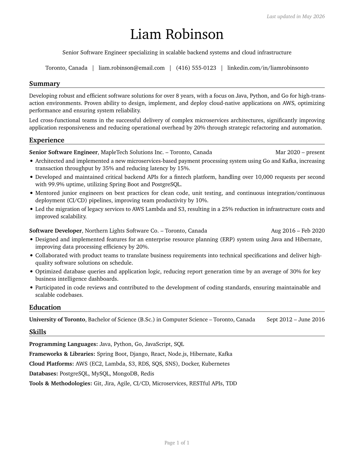 Computer Programmers CV in English — page 1