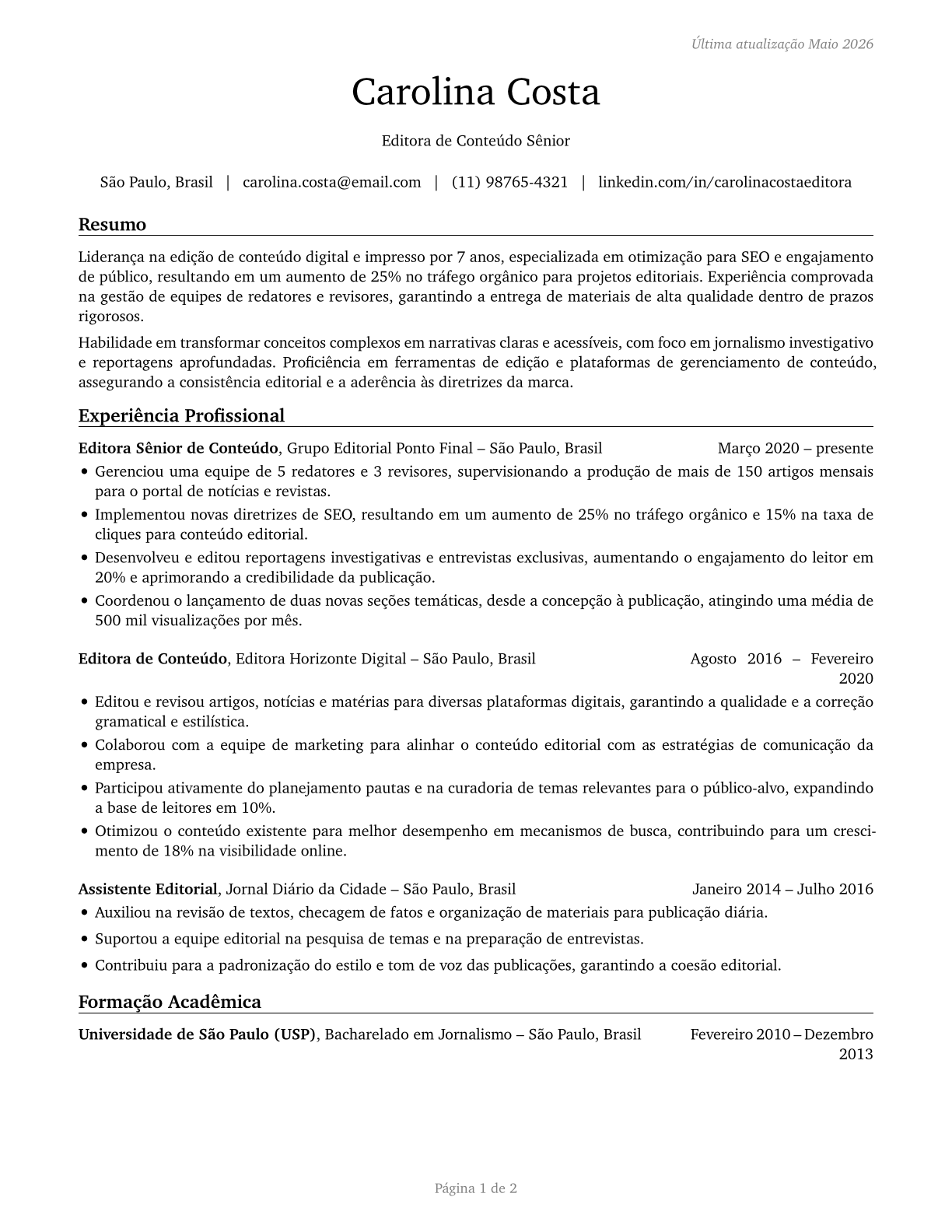 Editors CV in Portuguese — page 1
