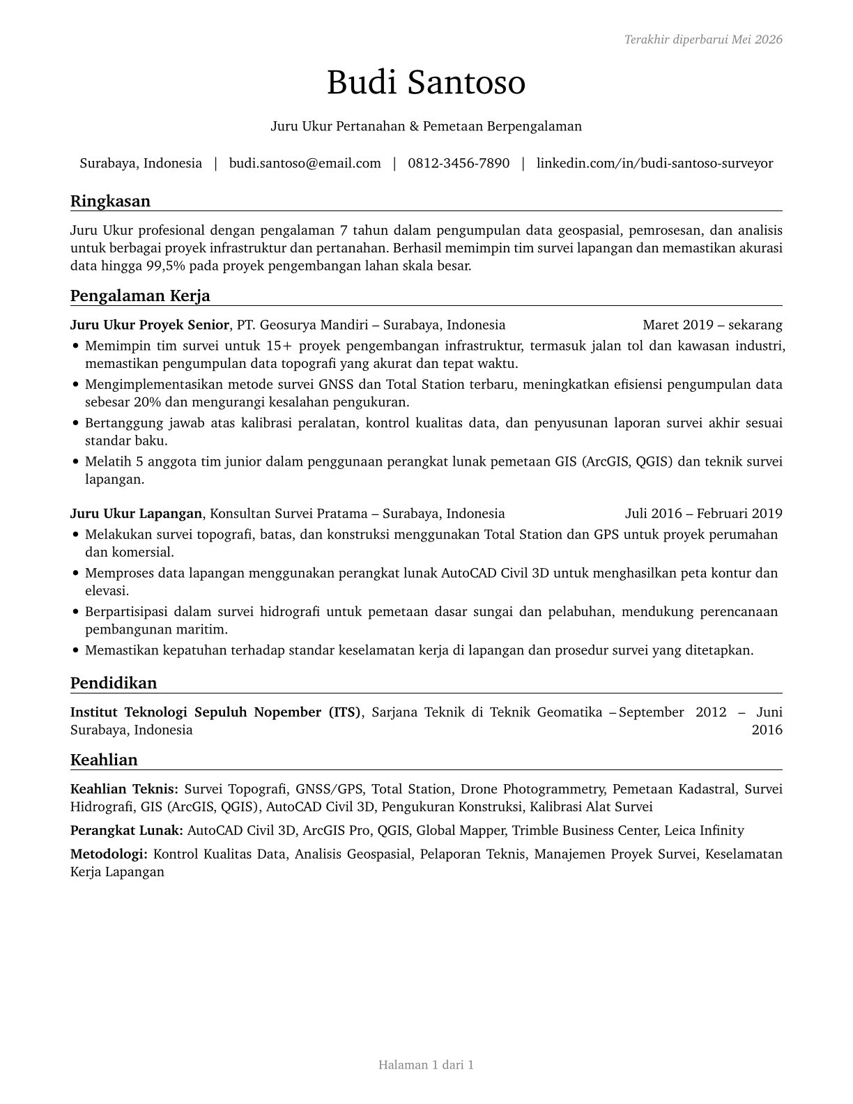 Surveyors CV in Indonesian — page 1