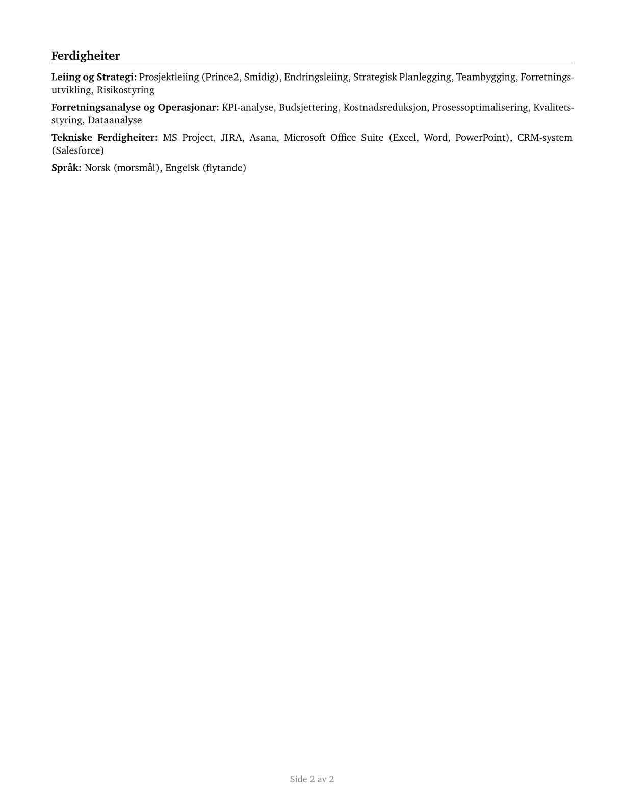 Managers, All Other CV in Norwegian_nynorsk — page 2