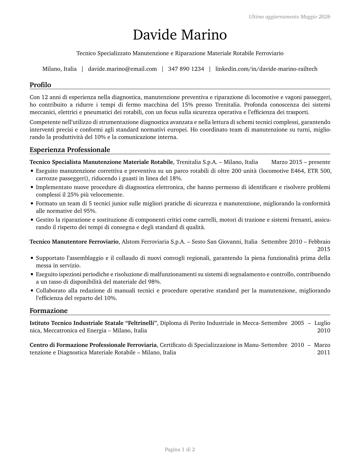 Rail Car Repairers CV in Italian — page 1
