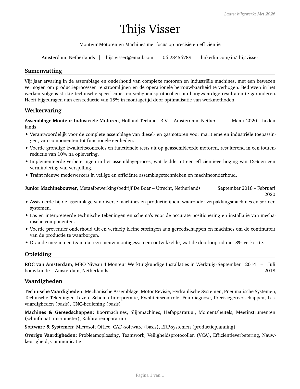 Engine and Other Machine Assemblers CV in Dutch — page 1