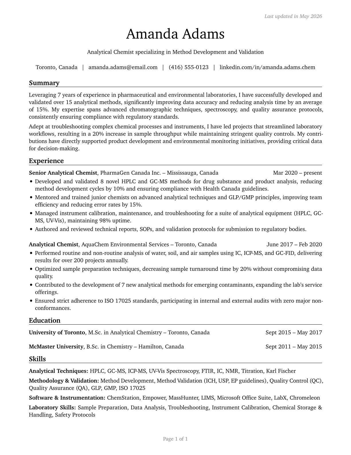 Chemists CV in English — page 1