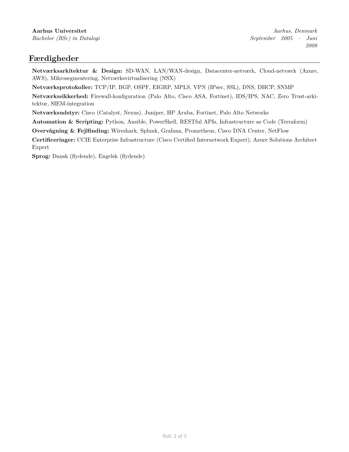 Computer Network Architects CV in Danish — page 2