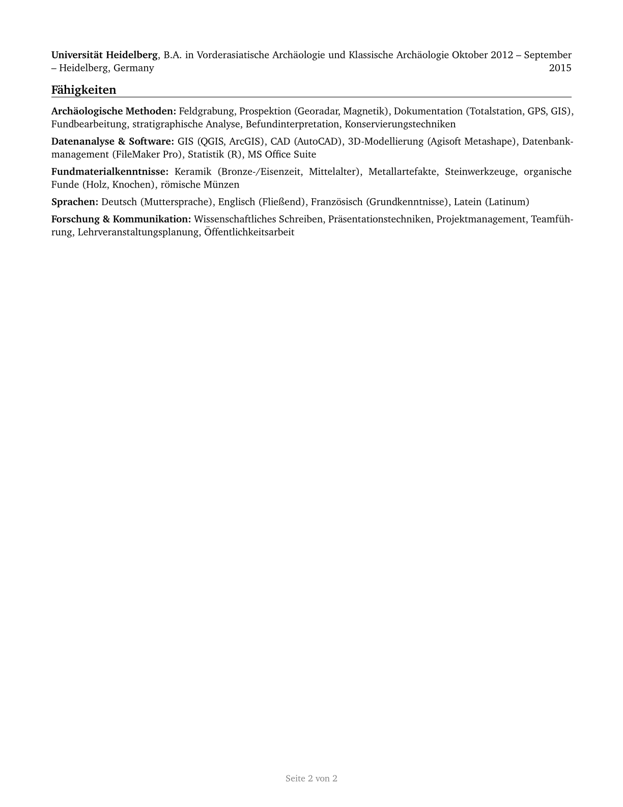 Anthropologists and Archeologists CV in German — page 2