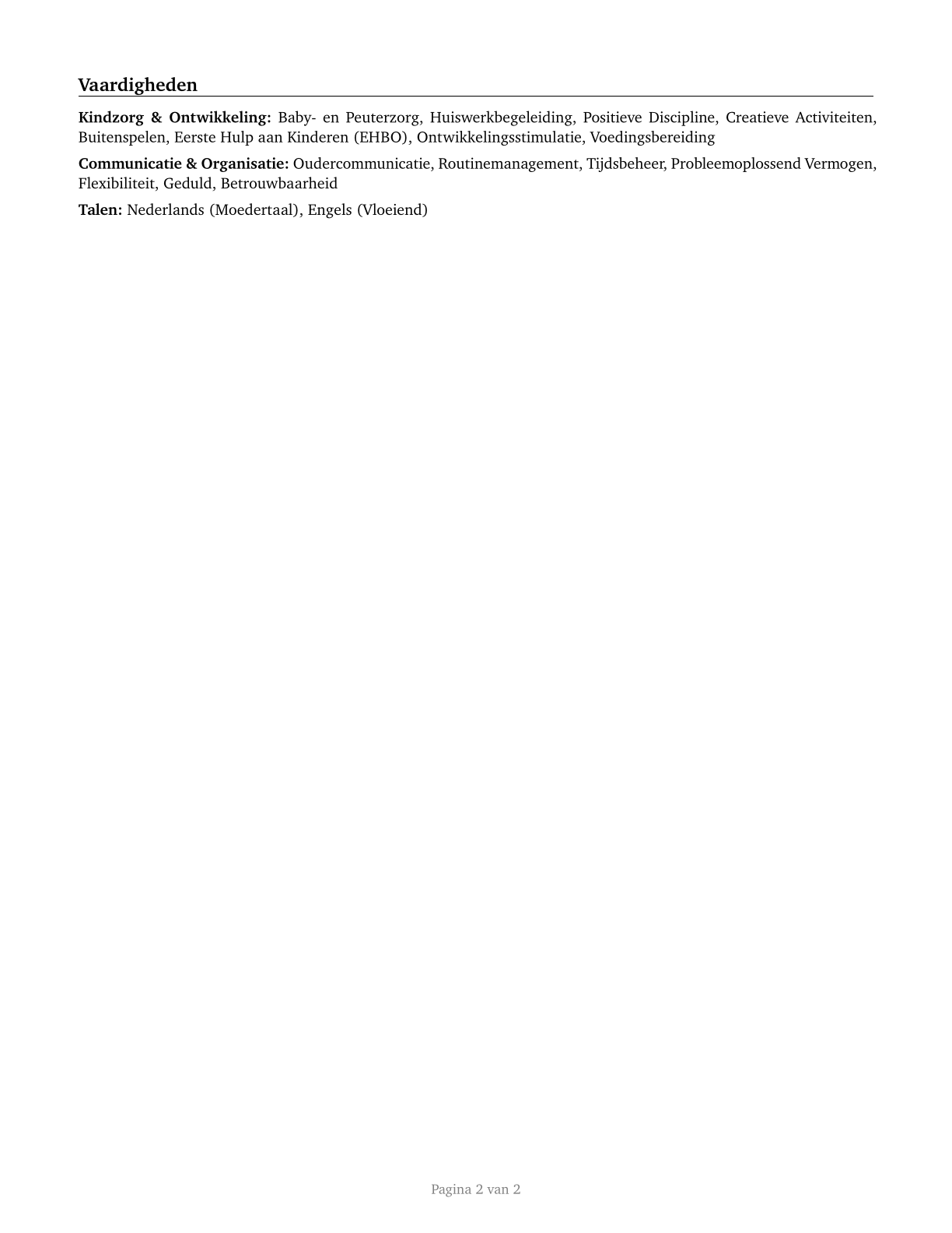 Nannies CV in Dutch — page 2