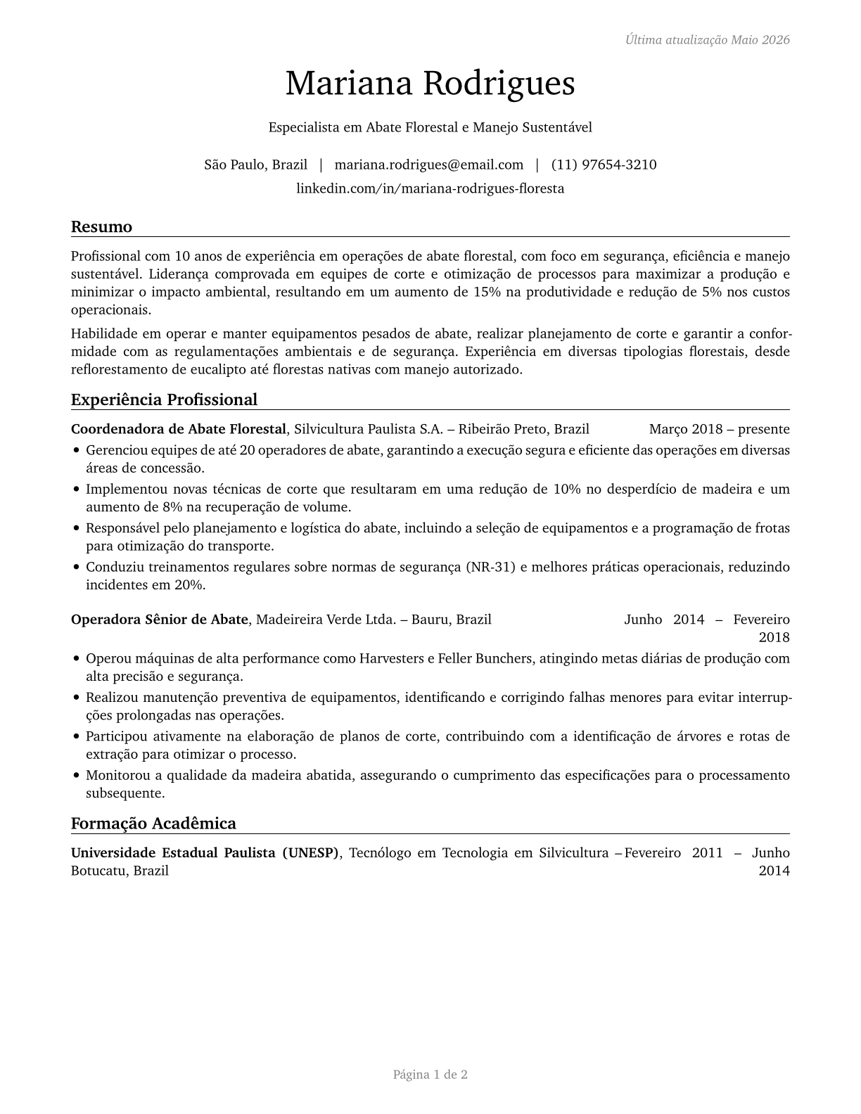 Fallers CV in Portuguese — page 1