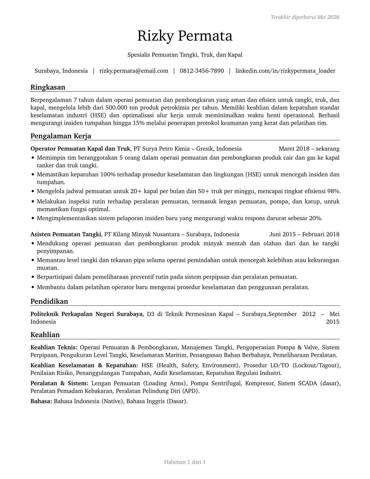 Tank Car, Truck, and Ship Loaders CV in Indonesian — page 1