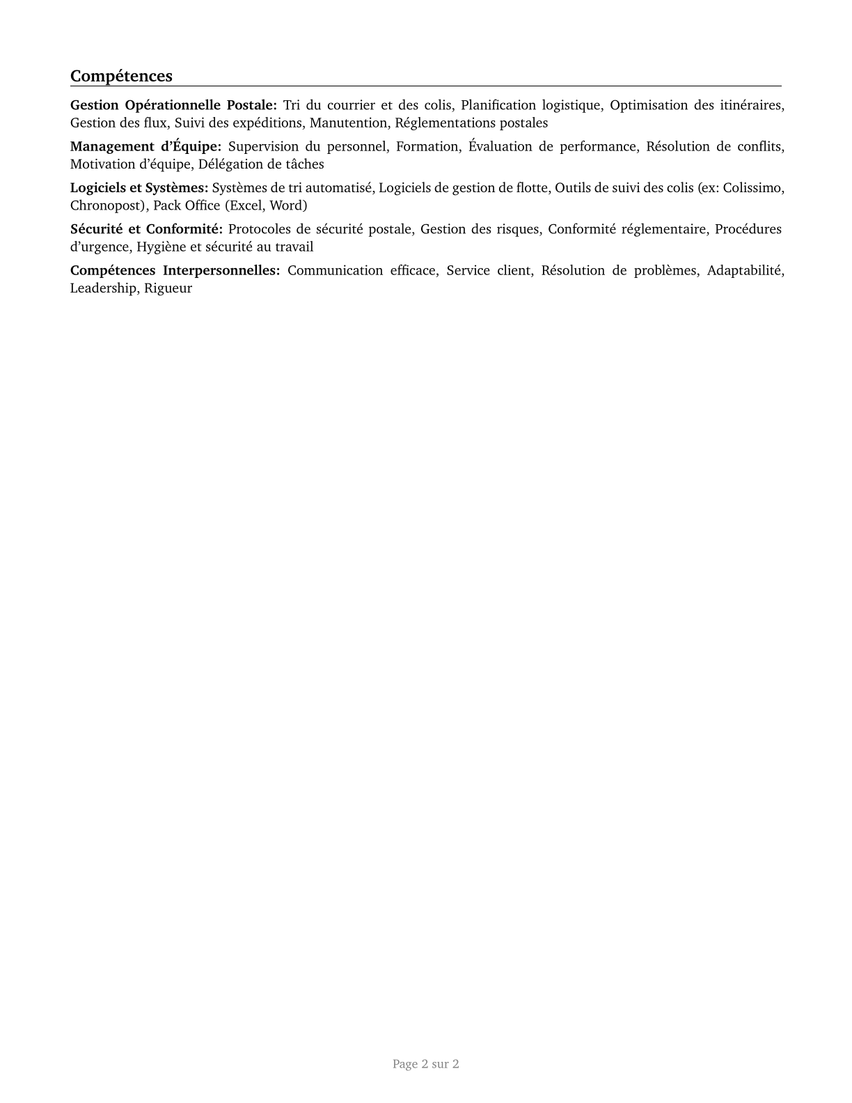 Postmasters and Mail Superintendents CV in French — page 2