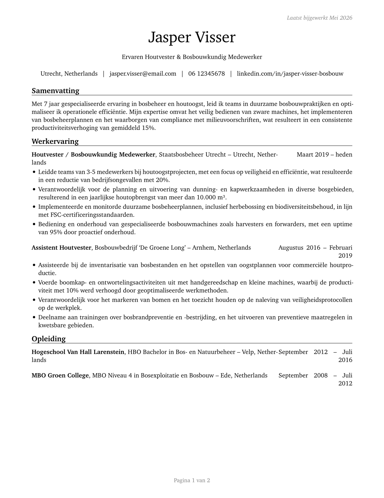 Logging Workers, All Other CV in Dutch — page 1