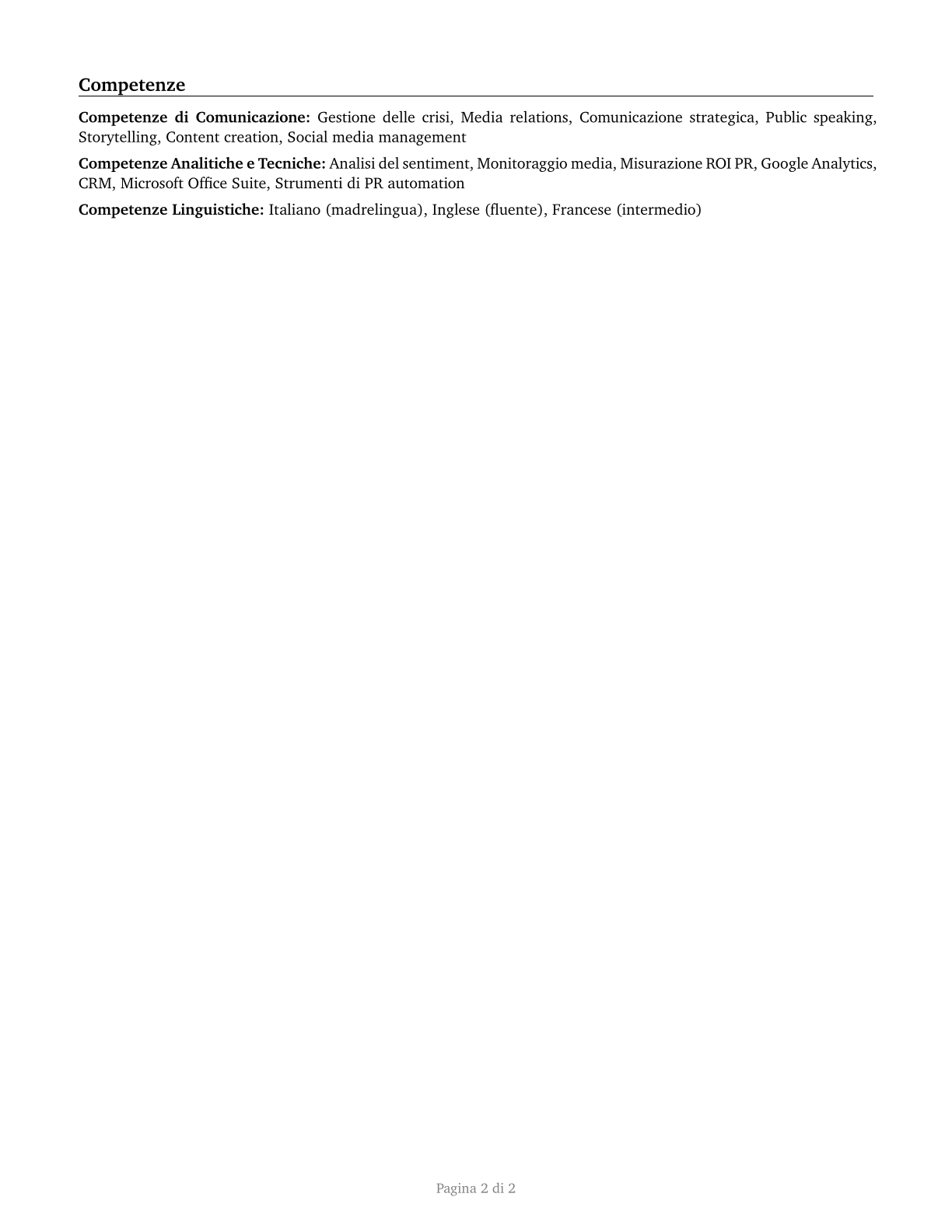 Public Relations Managers CV in Italian — page 2