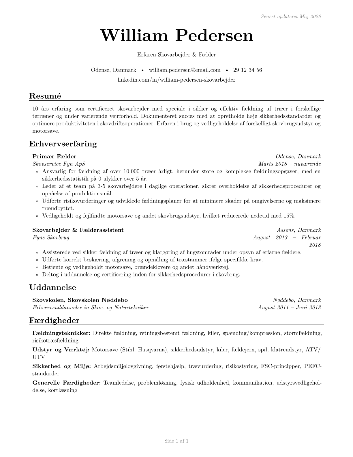 Fallers CV in Danish — page 1