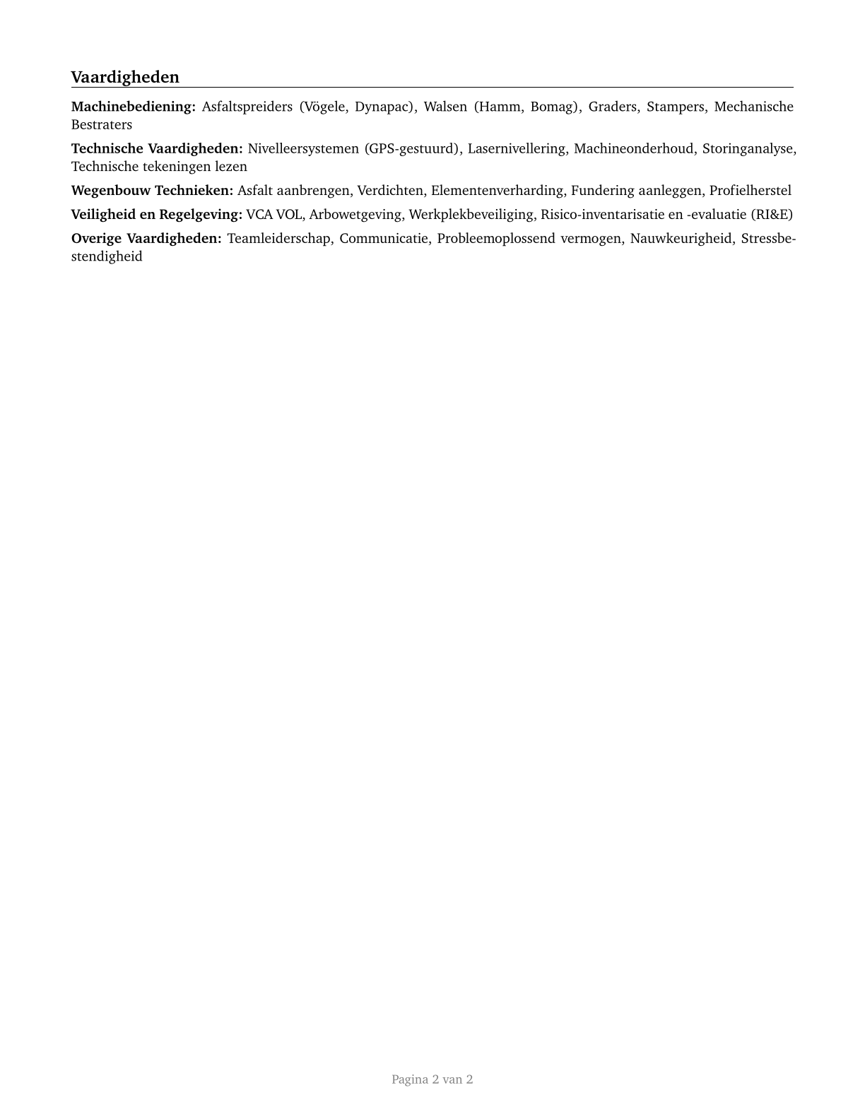 Paving, Surfacing, and Tamping Equipment Operators CV in Dutch — page 2