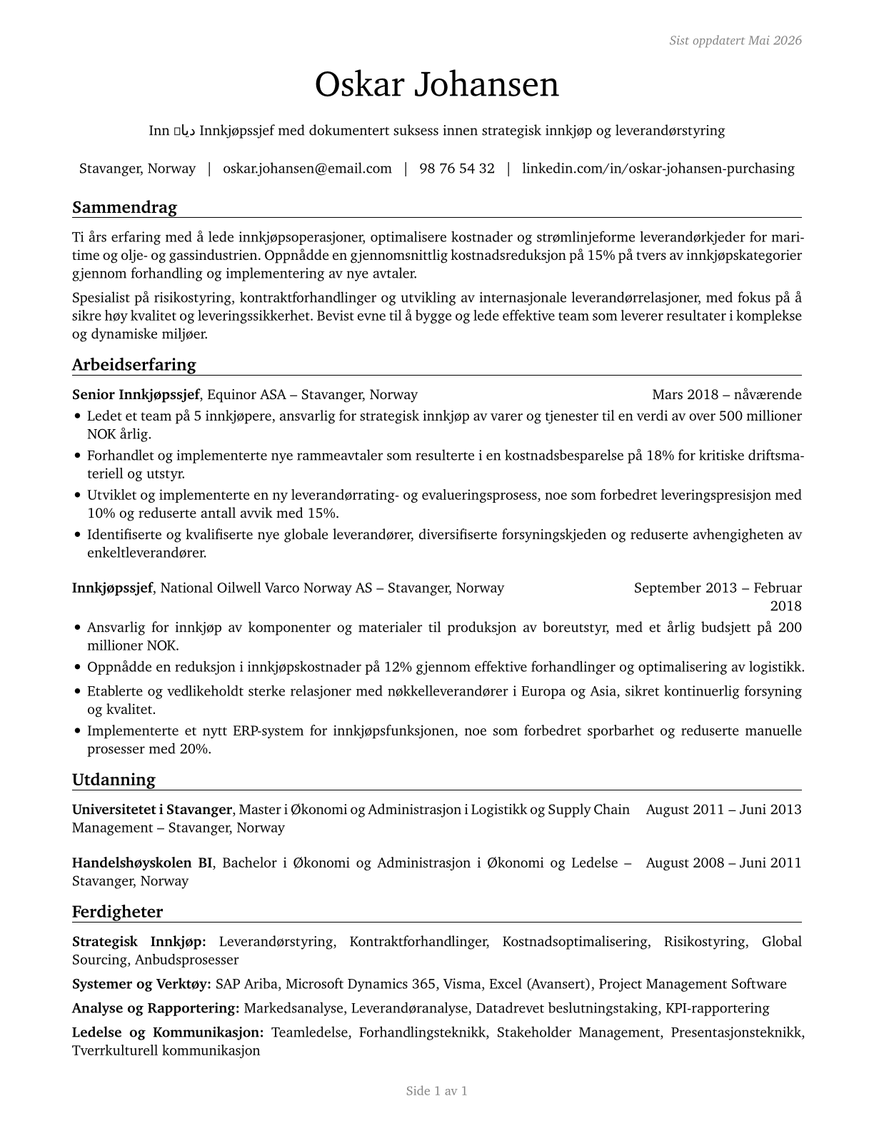 Purchasing Managers CV in Norwegian_bokmal — page 1