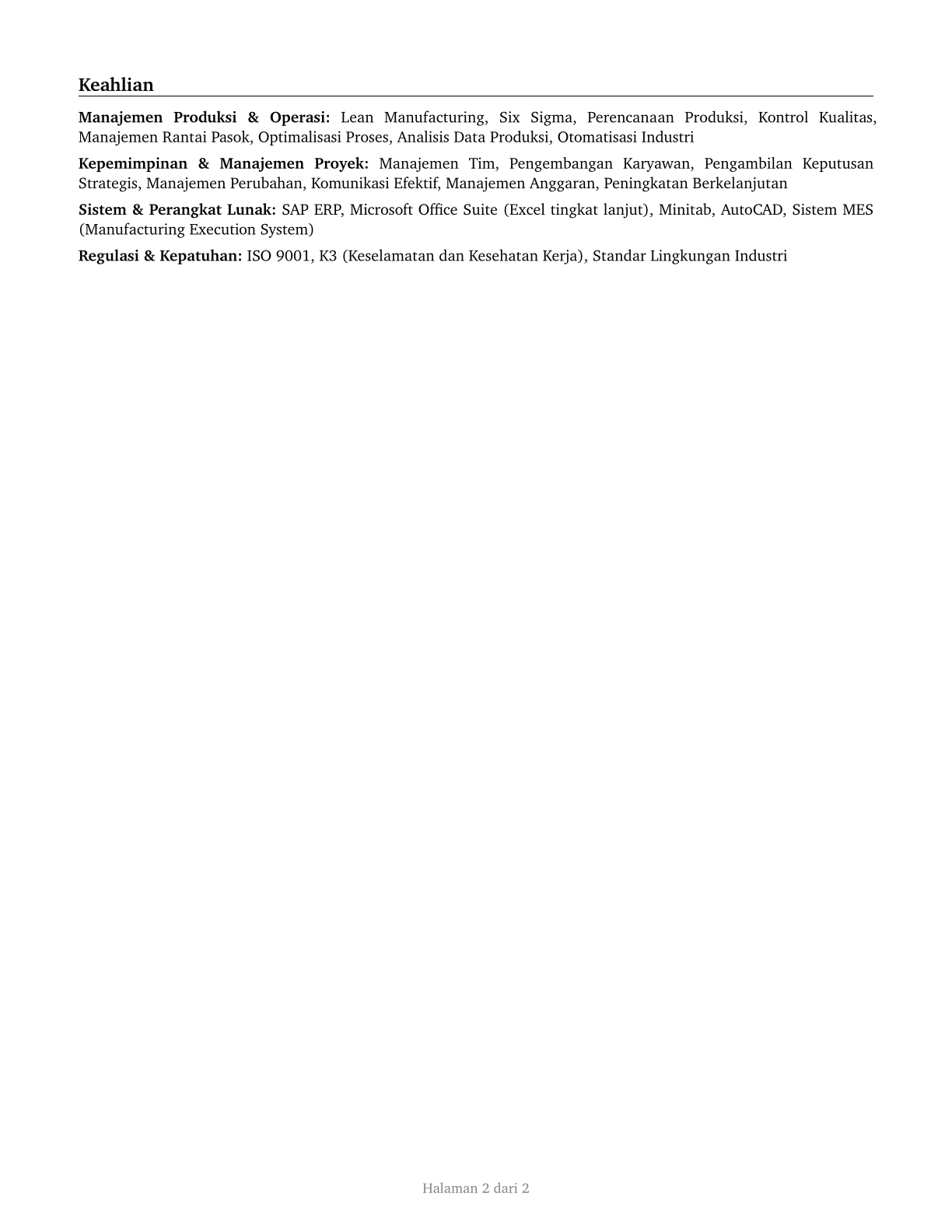Industrial Production Managers CV in Indonesian — page 2
