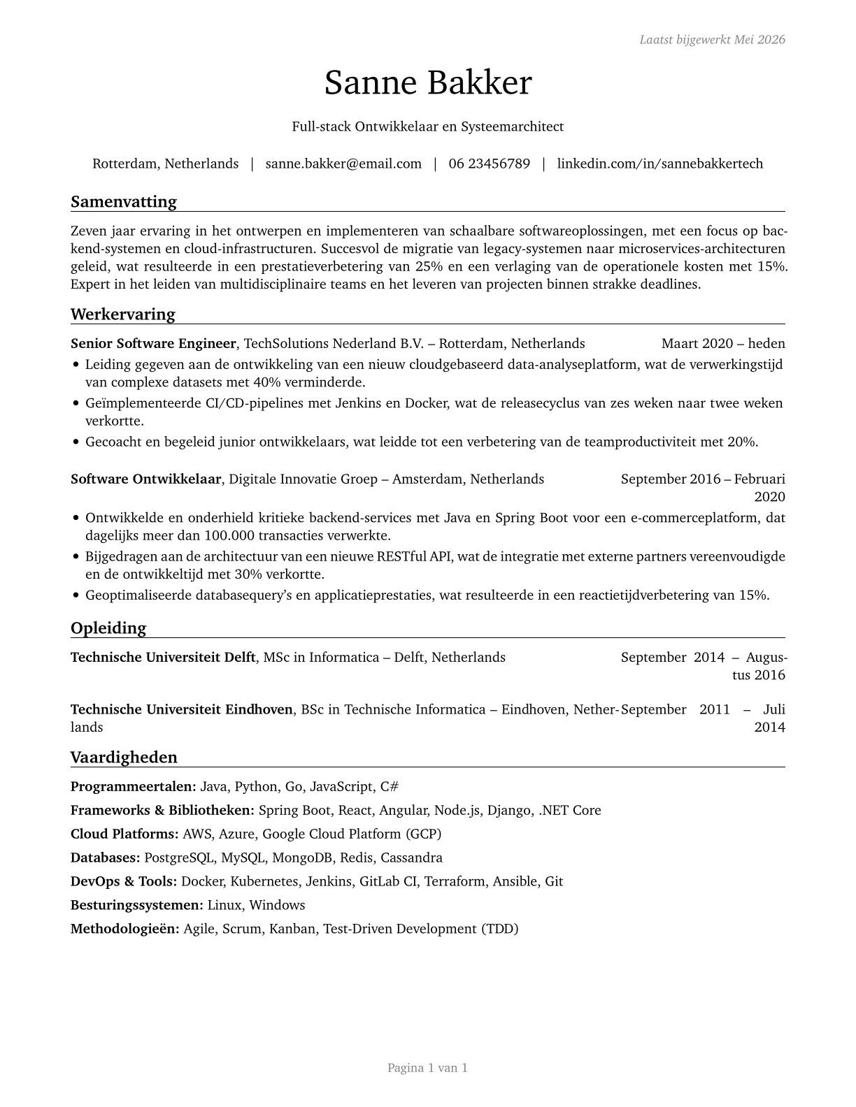 Computer Occupations, All Other CV in Dutch — page 1