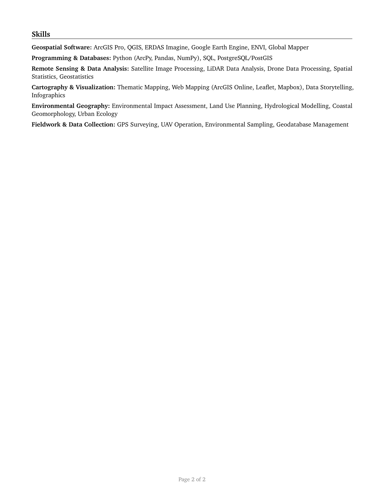 Geographers CV in English — page 2