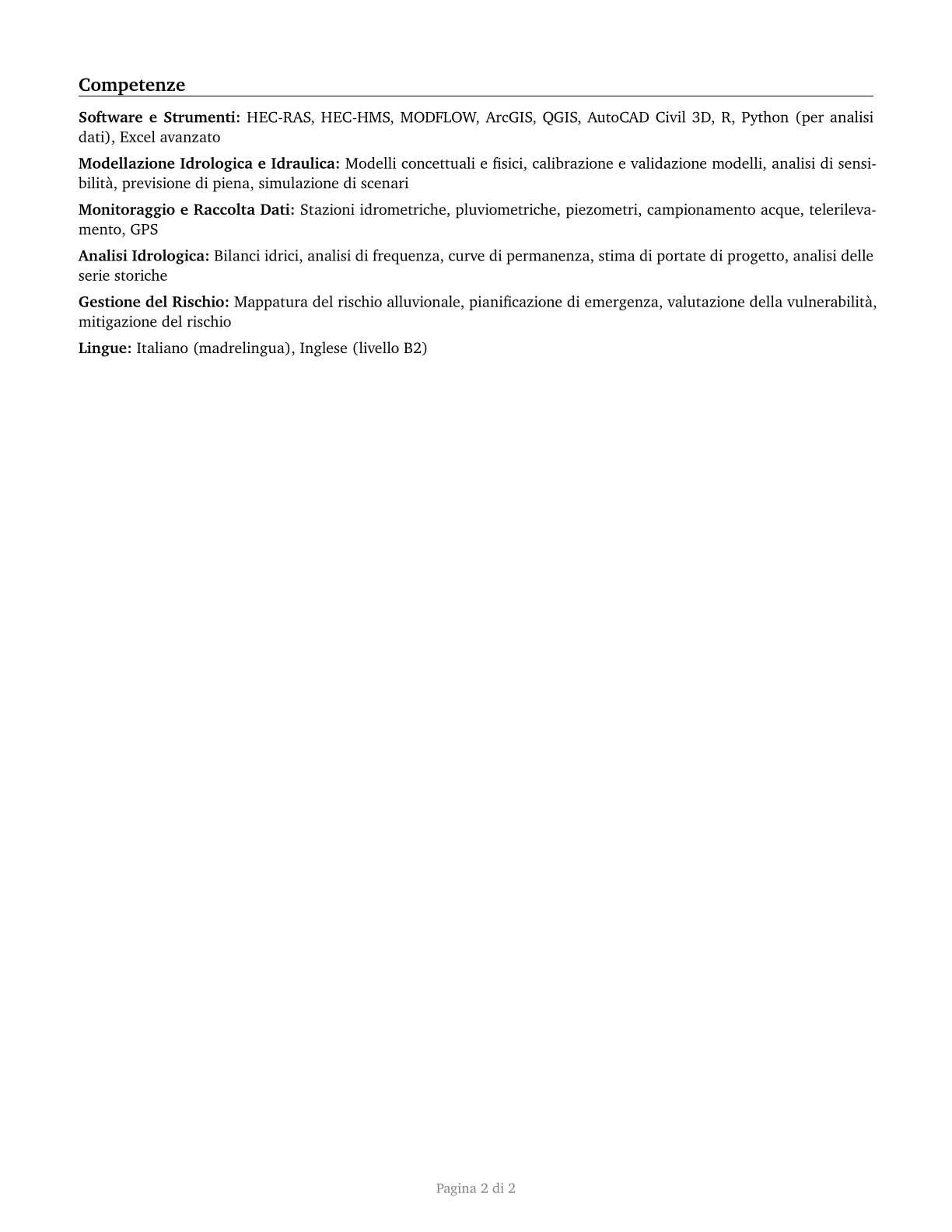 Hydrologic Technicians CV in Italian — page 2