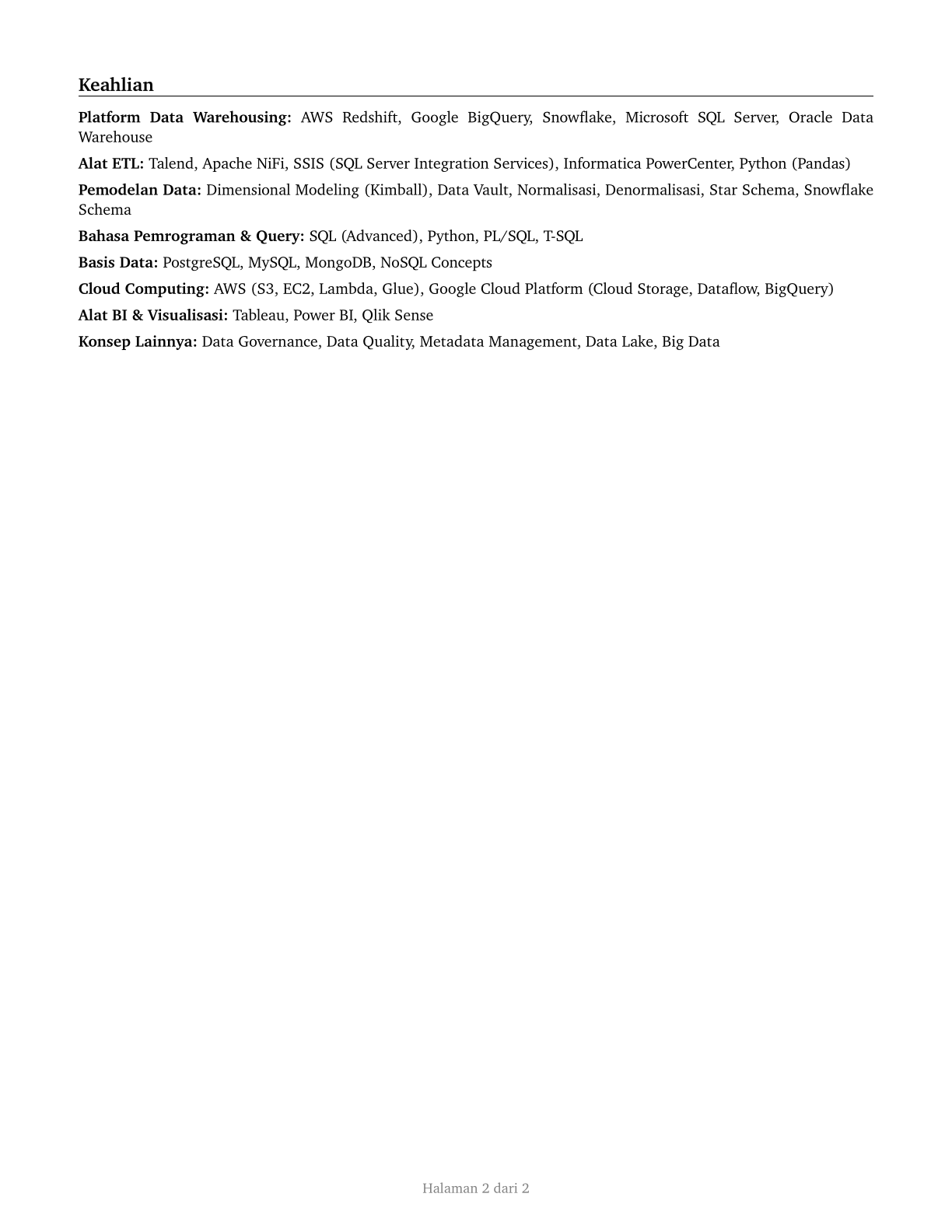 Data Warehousing Specialists CV in Indonesian — page 2