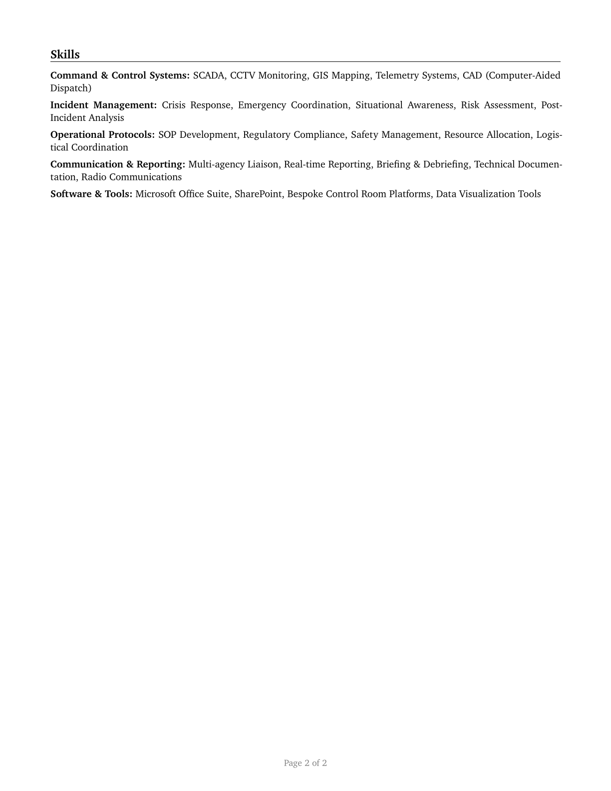 Command and Control Center Specialists CV in English — page 2