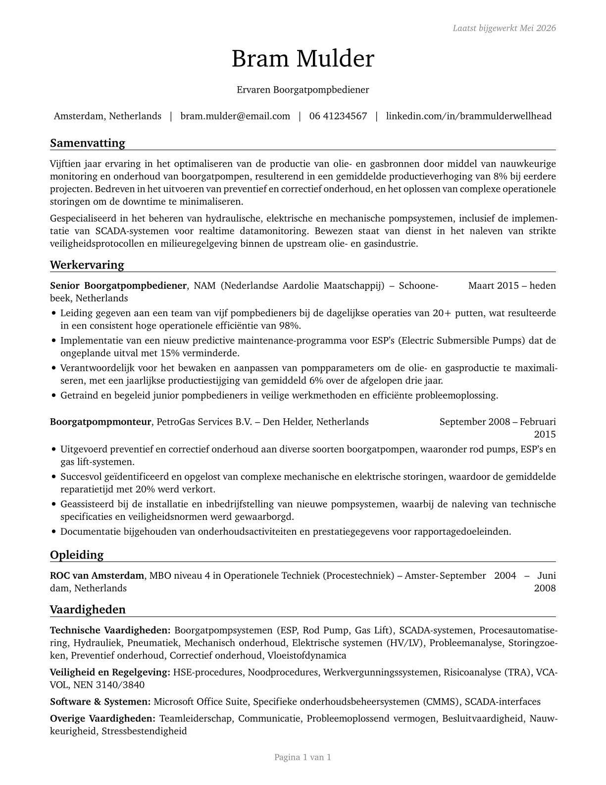 Wellhead Pumpers CV in Dutch — page 1