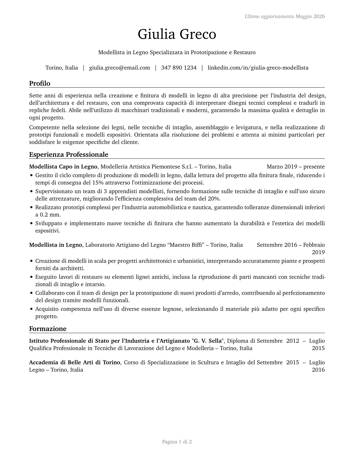 Model Makers, Wood CV in Italian — page 1