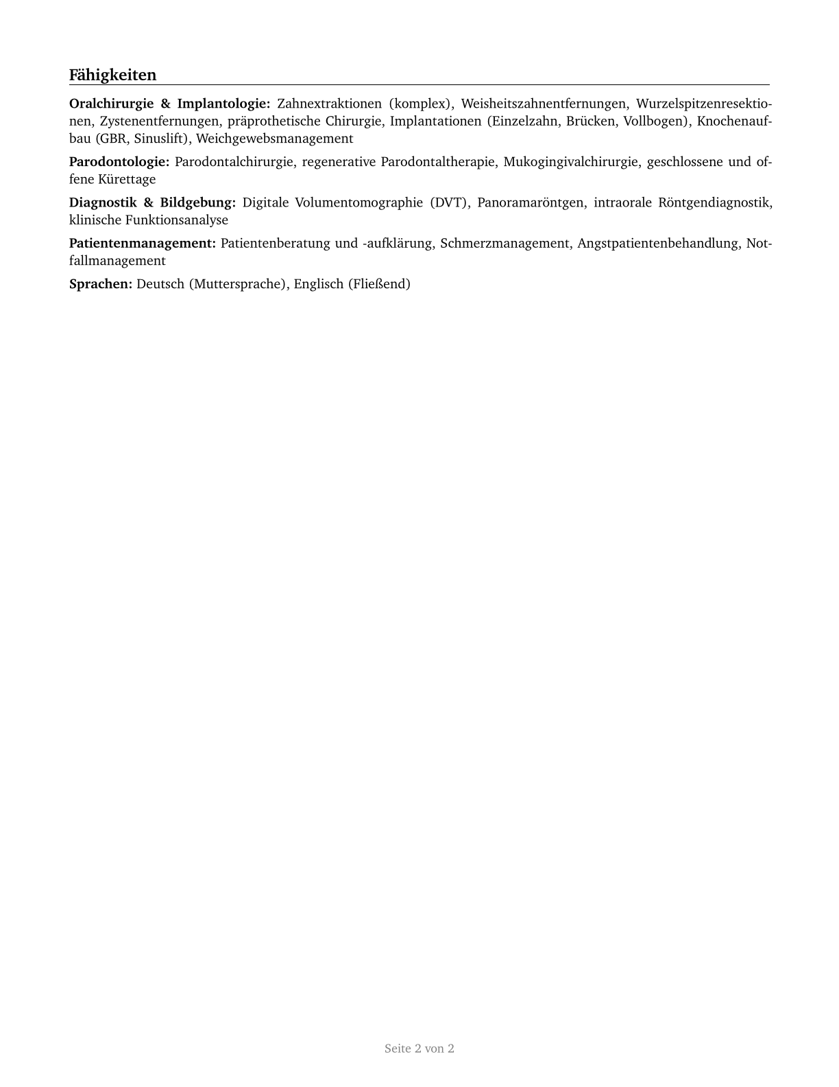 Dentists, All Other Specialists CV in German — page 2