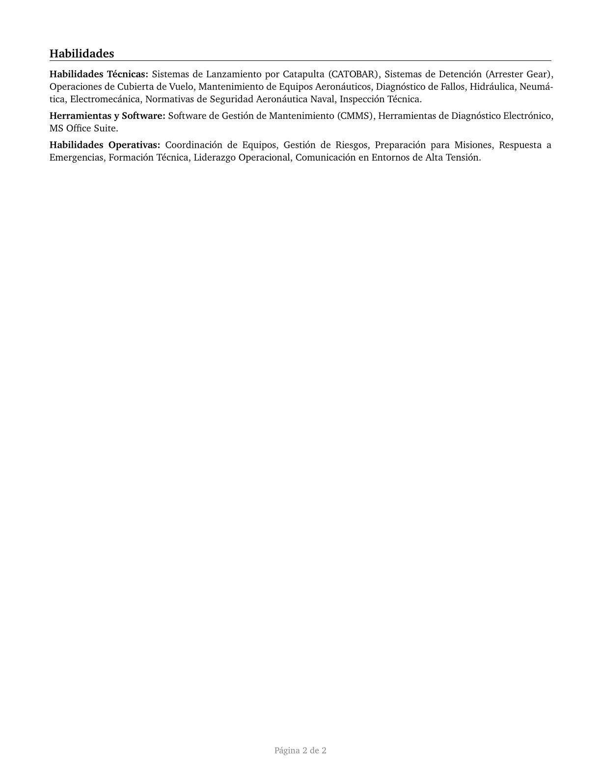 Aircraft Launch and Recovery Specialists CV in Spanish — page 2