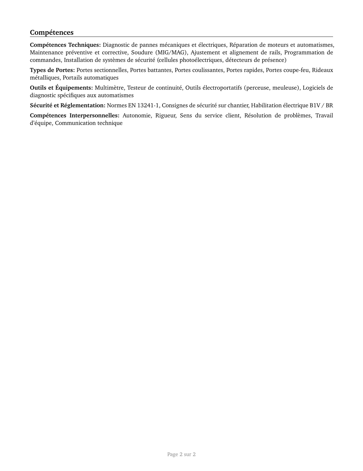 Mechanical Door Repairers CV in French — page 2