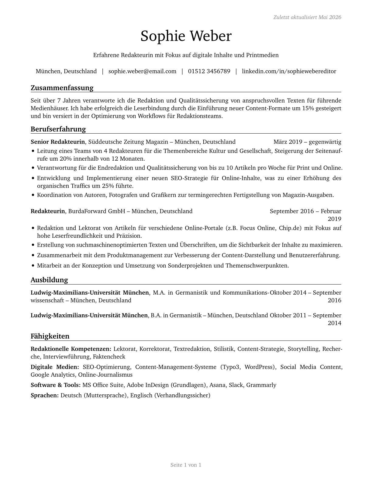 Editors CV in German — page 1