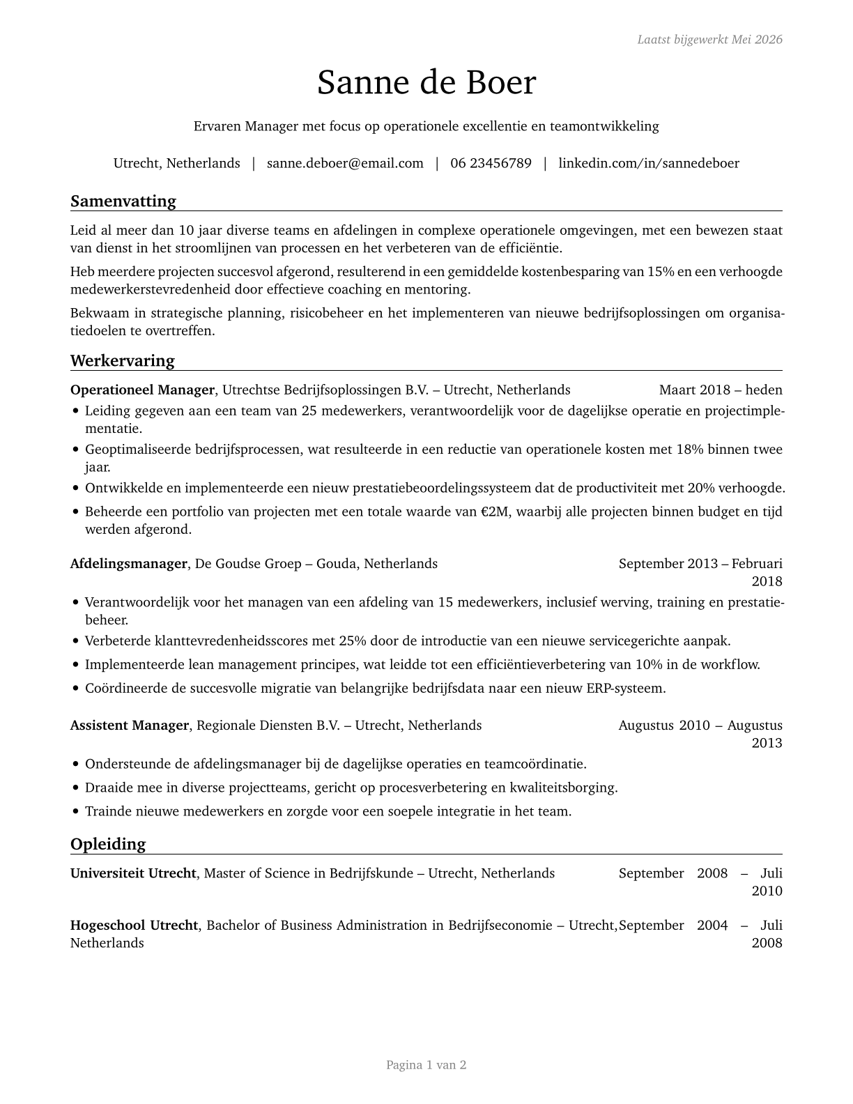 Managers, All Other CV in Dutch — page 1