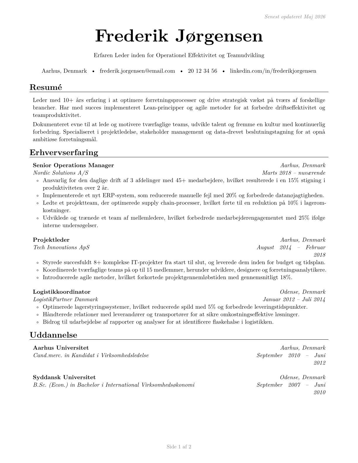 Managers, All Other CV in Danish — page 1